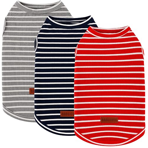 BAOBICUTE 3-Pack Striped Dog T-Shirts