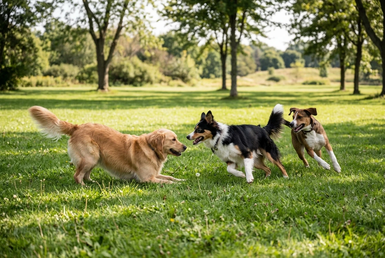 Female dogs playing around